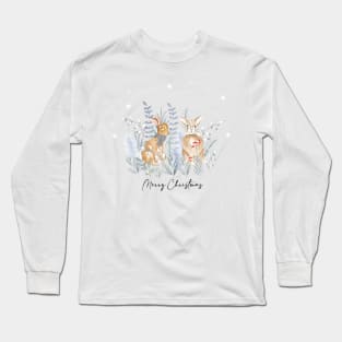 Merry christmas bunnies in the snow Long Sleeve T-Shirt